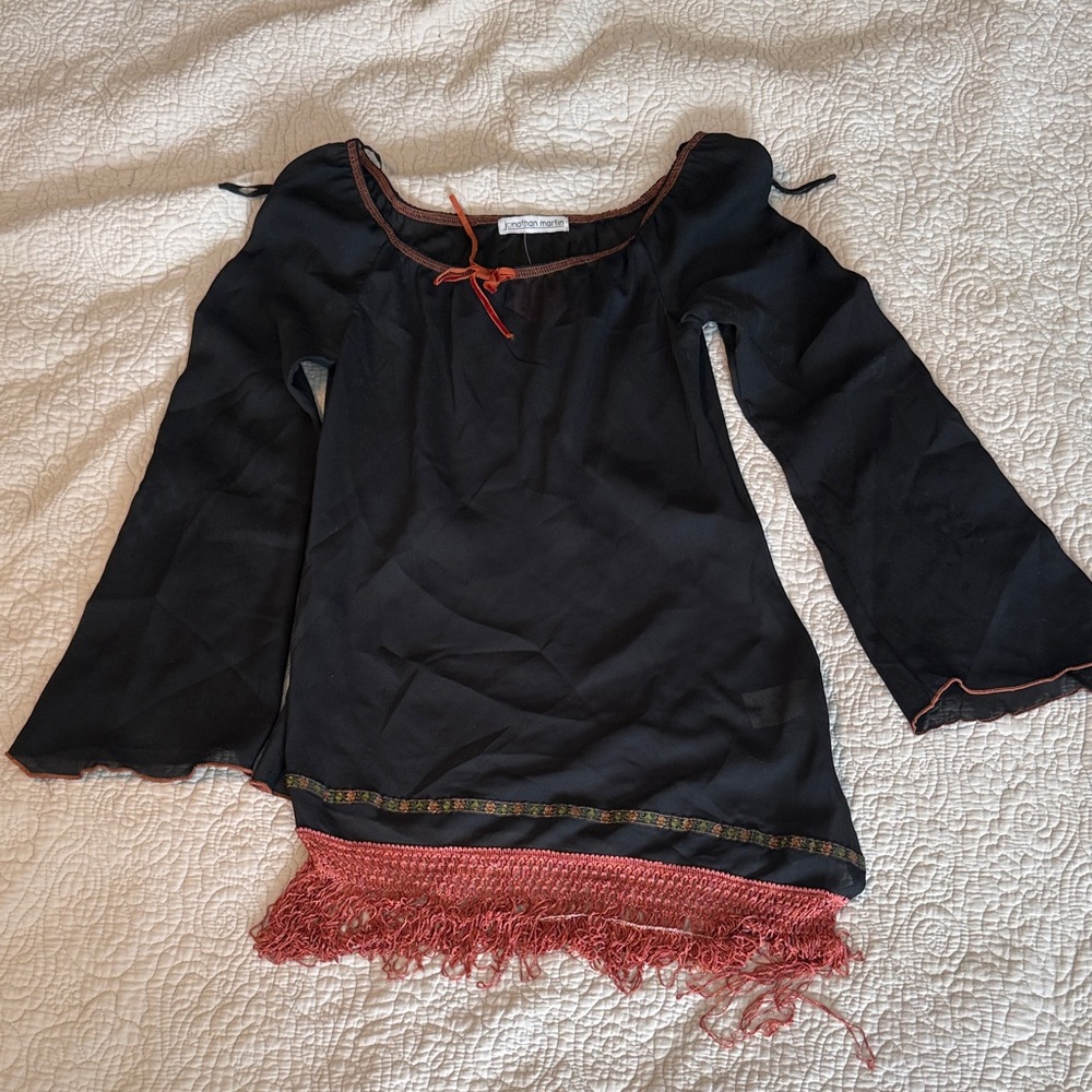 Elegant Black Bohemian Women's Top